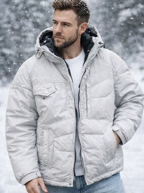 Columbia Landroamer Down Puffer Jacket White Hooded Mens Small